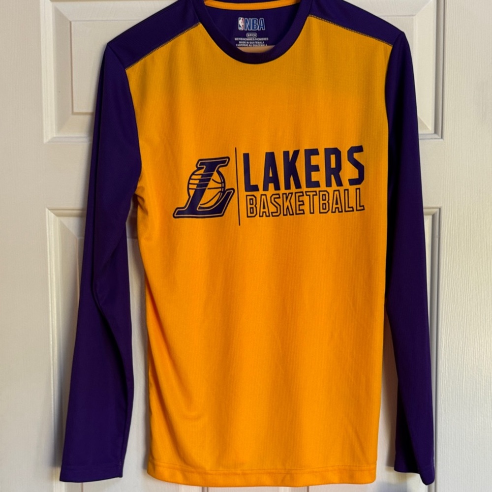 NBA Lakers Long Sleeve Tee - Gold and Purple small polyester